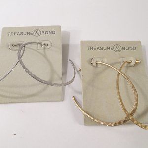 Nordstrom Silver Gold hoop Earrings Set 2 NWT